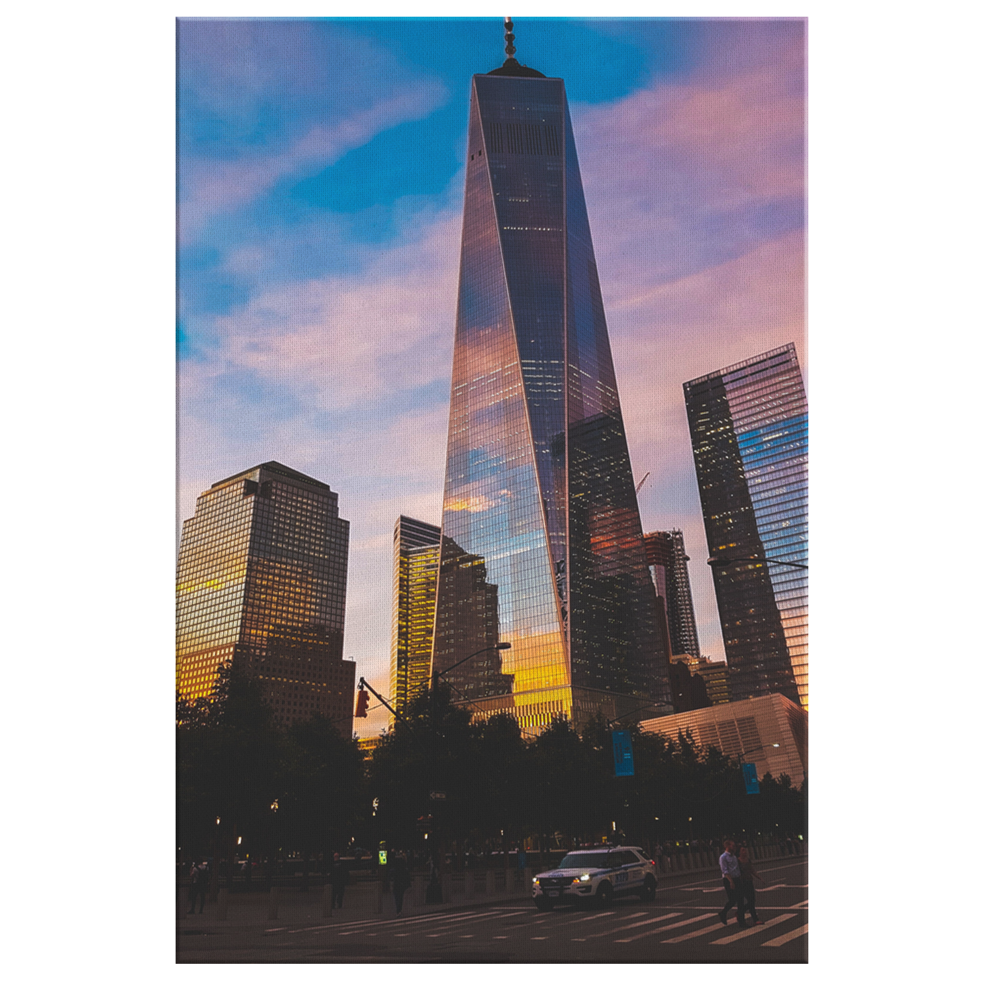 New York City, Manhattan, One World Trade Center, Ground Zero memorial  Solid-Faced Canvas Print